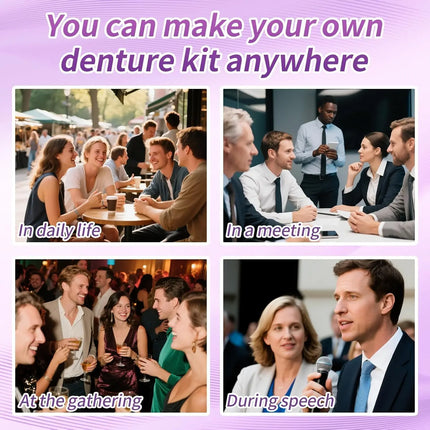 Comfort Silicone Dentures, Unisex Upper/Lower Teeth, DIY Temporary Fix for Confident Smile in Minutes