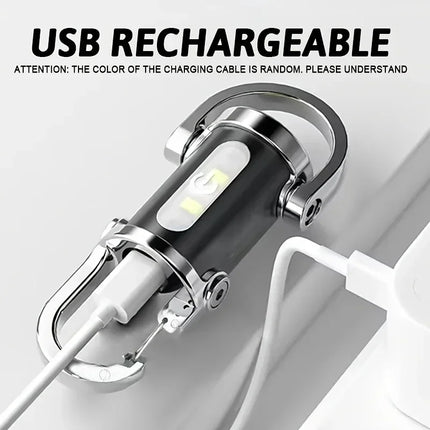 LED Keychain Flashlight, USB Rechargeable Mini Light, Perfect for Camping Hiking Reading Fishing