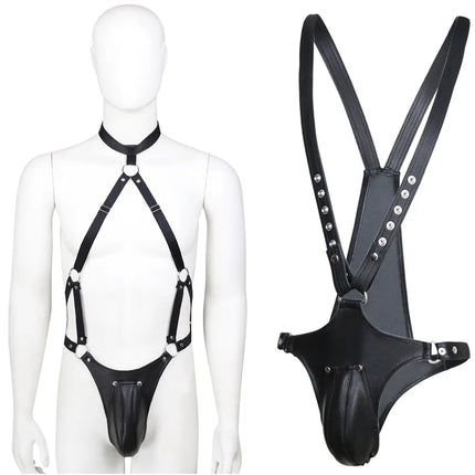 BDSM Men PU Leather Chest Harness Body Suit Bondage Slave Restraint Adult Sex Toy for Men Gay Fetish Role Play Gear
