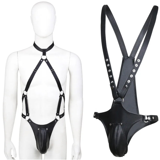 BDSM Men PU Leather Chest Harness Body Suit Bondage Slave Restraint Adult Sex Toy for Men Gay Fetish Role Play Gear