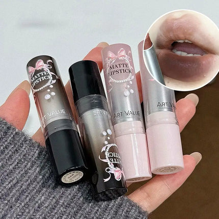 Moisturizing Velvet Matte Lipstick Mousse Long-lasting Waterproof Lightweight Natural Warm Brown Toned Lip Tint Makeup