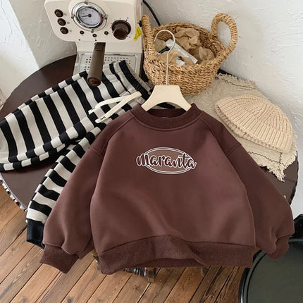 Children Winter Pullovers Fleece Thicken Tops For Kids Velvet Warm Sweatshirts For Boys Girls Cartoon Outfits Baby Tops Clothes