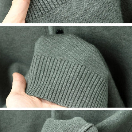 BOOS HRDAFREAR new autumn and winter wool collar long sleeved men's knitted polo shirt solid color middle-aged base sweatermen c