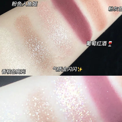 New 7 Color Eyeshadow Palette Pearly Matte Glitter Eyeshadow Makeuo Palette Shiny Eye Shadow Eye Pigments Purple Brown Cosmetics