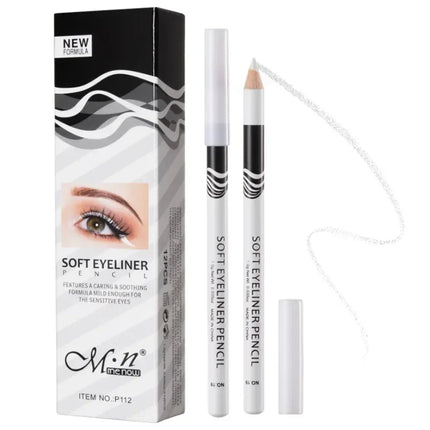 12PCS/Set White Matte Eyeliner Pencil Highlighter Silkworm Pencil 3-IN-1 Non-Smudging Longlasting Waterproof Eye Makeup