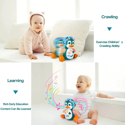 Musical Penguin Infant Moving Walking Dancing Toys with Light Baby Crawling Toys Toddler Interactive Development Tummy Time Gift