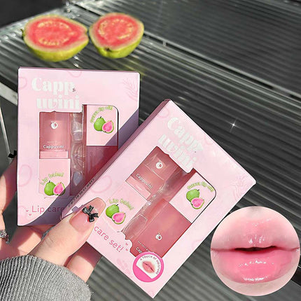 Guava Lip Care Set Fade Liplines Moisturizing Lip Balm Kit Hydrating Lip Gloss Relieve Dryness Soothing Lips Jelly Lips Mask Set