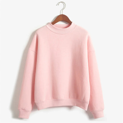 Women O Neck Solid Color Turtleneck Long Sleeve Velvet Sweatshirt Cotton Lightweight And Breathable Workout Pullover Cozy Wear