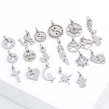 5pcs/Lot Stainless Steel Hollow Animal Cat Or Dog Claw Charm For DIY Necklace Bracelet Earrings Jewelry Accessories Pendants