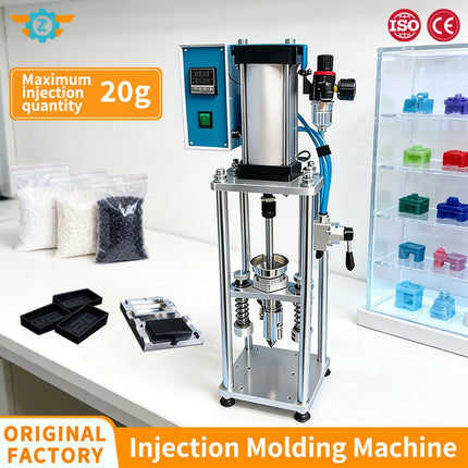 20g Mini Vertical Plastic Injection Molding Machine 350℃ 110V/220V for Small Production Mold Maker for Polymer ABS PVC USB Toy