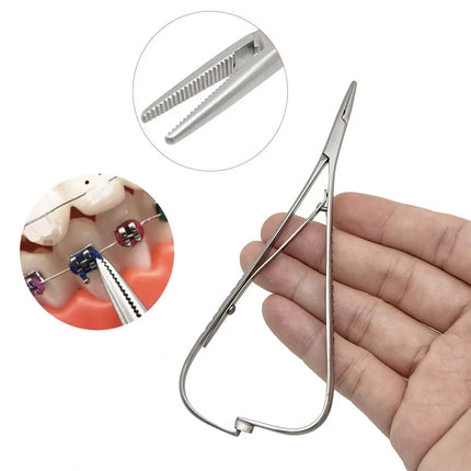 3PCS Dental Orthodontic Elastic Placement Ligature Tie Holder Mathieu Extra Fine Beak Ligation Ring Hemostatic Forceps Dental