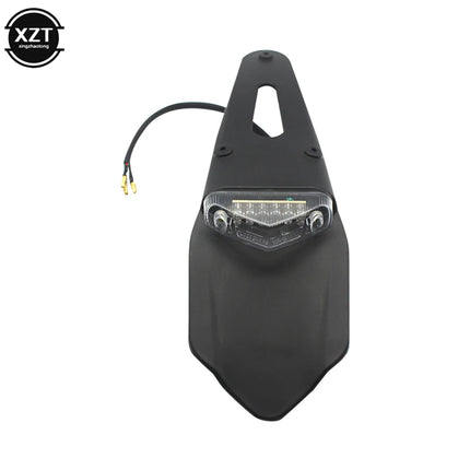 Motorcycle Rear Fender License Plate Bracket Holder with 12V LED Taillight Brake Lamp Universal for Enduro Off-Road Bike