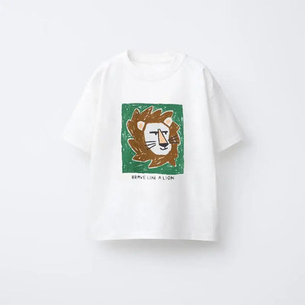 Simple All-Match Base Shirt New Short Sleeve Lovely Round Neck T-Shirt Thin Pure Cotton Clothes Boys And Girls Loose Casual Wear