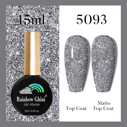Rainbow Ghini 37Color Base Coat TPO/HEMA Free 15ml Fine Glitter Gel Polish For Manicure Nails Semipermanent Art Nail Supplies