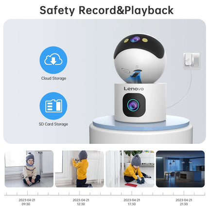 Lenovo 4K PTZ WiFi Camera Dual Lens Home Indoor CCTV Surveillance Camera Auto Tracking Security Protection Smart Baby Monitor