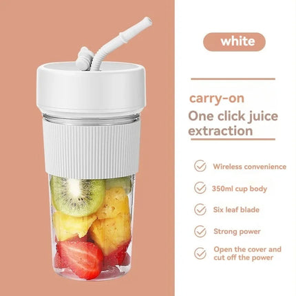 Handheld Juicing Cup Electric Fruit Juicer Rechargeable Wireless Blender Mini Juice Mixer With Straw 6 Blades Juicer Bottle
