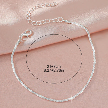 LATS Shiny Sparkling Simple Anklet for Women Gold Silver Color Elegant Jewelry Female Beach Ankle Bracelet on Foot Party Gift
