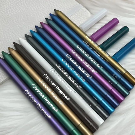 12 Colors Set Glitter & Shimmer Eyeliner Stick Pack - Long-Wearing Blue Tone Eyeliner Pencil with Smooth Application - Versatile