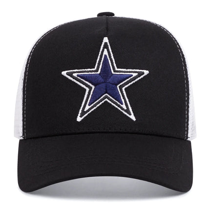 Simple symbol five-pointed star Embroidery outdoors  baseball cap Summer breathability Hip hop mesh cap trucker hat