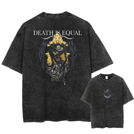 Death Note Misa Theme Double-Sided T-Shirt Dark Religious Style Illustration + "DEATH" Typography + Anime Gothic Subculture