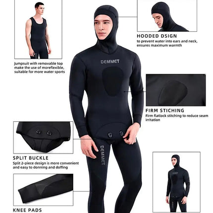 HOT 3mm Camouflage Wetsuit Long Sleeve Fission Neoprene Submersible For Men Keep Warm Top and Pants Two-piece Hooded Diving Suit