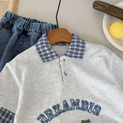 Children Polo Shirts  2025 Spring Sweatshirts for Boys Girls Plaid Kids Pullovers Cotton Toddler Outfits Baby Sweater Clothing