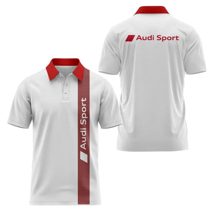 2026 3D Printed Audi Short-Sleeved Polo Shirt High-Quality Casual Sports Fashion T-Shirt Collar Fast Shipping