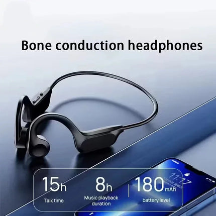 Earphone Bone Conduction Wireless Sports Waterproof Neck With Mic High Power Smooth Sound Conduction Long Battery Life