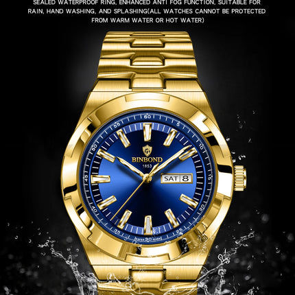 BINBOND New Luxury Quartz Men's Wristwatch Sport Men Watches Waterproof Luminous Date Week Stainless Steel Men's Watch Male Reloj