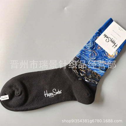 High Quality Fashionable Men's Mid-Calf Cotton Socks HappySocks New Arrival Suitable for All Seasons Swedish Design