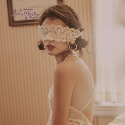 Erotic Masks Eyes Patch Blindfold Sexy Women Lingerie Accessories Lace Hollow Embroidery Strap Eye Mask Black
