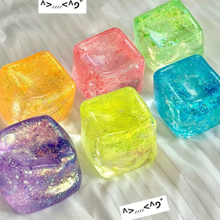 1/2/3P Maltose Cube Stress Squishy Toy Decompression Vent Ice Cube Anti Stress Slow Rebound Polar Light Colorful Squeeze TPR Toy