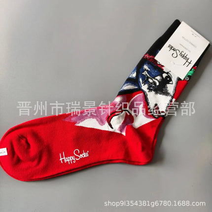High Quality Fashionable Men's Mid-Calf Cotton Socks HappySocks New Arrival Suitable for All Seasons Swedish Design
