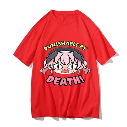Blue Archive Punishable By Death Print T Shirt Rap Men's Women's Tshirt Cartoon Oversized Short Sleeve Casual Pure Cotton Tees