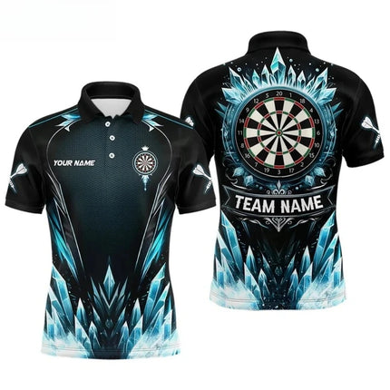 2026 Collar Button T-shirt 3D Dart Printed Men's Polo Shirt Fashionable Casual Sports Jersey Short Sleeved Dart Polo Shirt