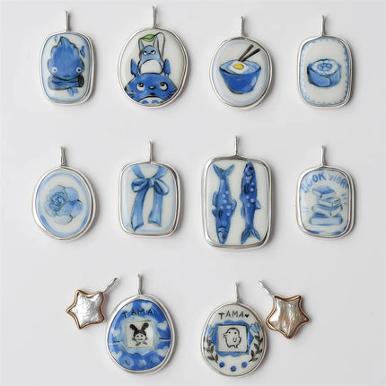 Autumn Bow Totoro Flower Salted Fish Little Fire Man Pendant DIY Necklace Accessories