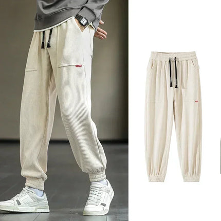 Corduroy Pants Men Loose Fit Baggy Sweatpants Casual Fashion Streetwear Trend Autumn Winter Harem Joggers Trouser Male Plus SIze
