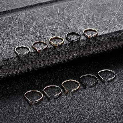 Curved Barbells Fake Nose Piercing D Shaped Tragus Helix Stud Earring Hoop Septum Stainless Steel Ring Nostril Body Jewelry New