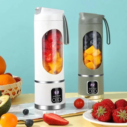 Portable Cordless USB Rechargeable Electric Juicer Cup Blender with Digital Display for Fruit Milkshake Making Home Outdoor Use