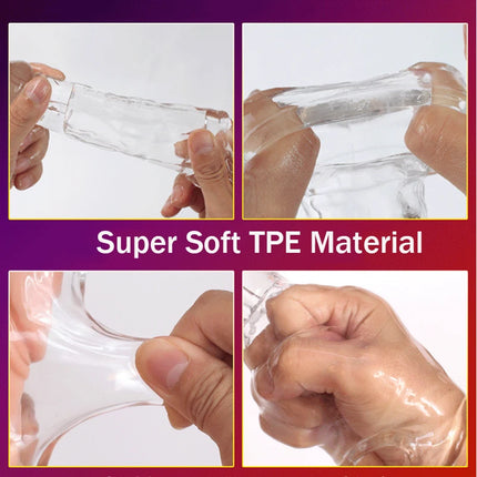 S/M/L Penis Enlargement Sleeve Reusable Condom Dick Extender Sleeve Delayed Ejaculation Sex Toys for Men Couples Sex Shop