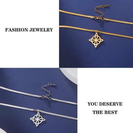 Lucktune Witch Knot Pendant Necklace Stainless Steel Snake Chain Necklace For Women Vintage Lucky Wicca Jewelry Party Gifts Sale
