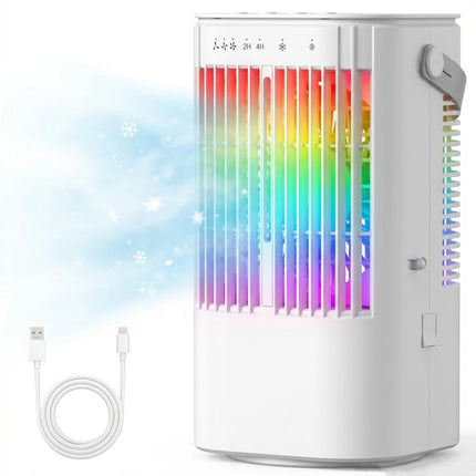 Summer USB Portable Fan Mini Silent Desktop Cooling Fan Suitable for Bedroom Living Room Study Travel Camping Spray Function