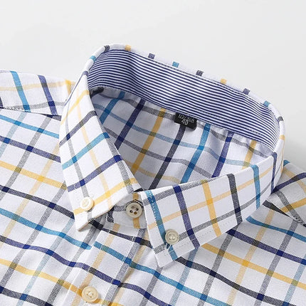 2026 New IN Shirt  Designer Clothes 100% Pure Cotton Oxford Shirts for Men Long Sleeve  Plaid Shirt Striped Male BusinessTartan