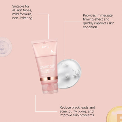 75ml Collagen Peel Off Face Mask With 50g Collagen Jelly Cream Hydrating Moisturizing Night Wrapping Mask Cream Korean Skincare