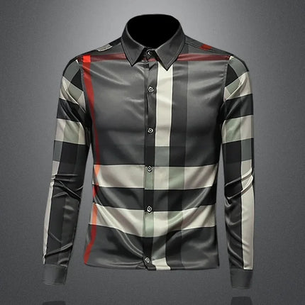 Fashionable Long Sleeve Slim Fit Men's Shirt Trendy Korean Style Checkered Casual Shirt for Spring And Autumn in Mainland China