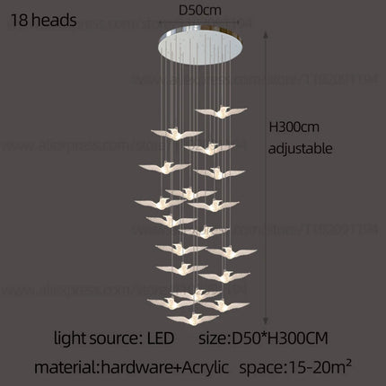 Led Bird Pendant Lamp Home Decoration Lighting Hanging Lamp Design Loft Living Room Showroom Apartment Ceiling Villa Chandelier