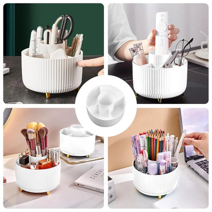 360° Rotating Makeup Brush Organizer, 5-Slot Desktop Holder for Cosmetics, Nail Polish & Art Supplies