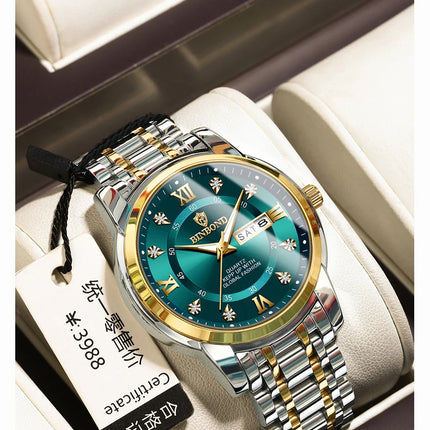 BINBOND Stainless Steel Quartz Wristwatch Top Brand Luxury Clock 3ATM Waterproof Business Men Watches Men Gifts Relojes