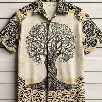 Outdoor Streetwear Men's Fashion Shirts Retro-style Ancient Egyptian Printed Men's Shirts Casual Daily Men's Short-sleeved Shirt