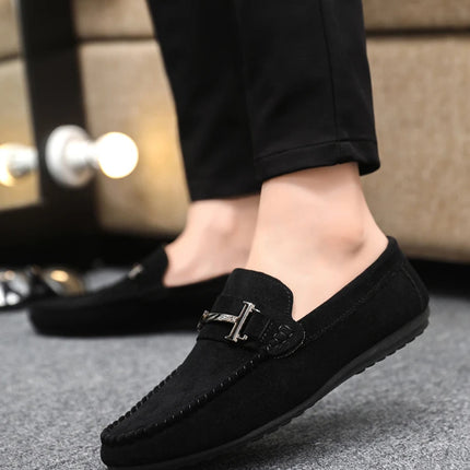 2025 Spring and Autumn driving soybean shoes business casual men's shoes versatile comfortable work shoes black and grey